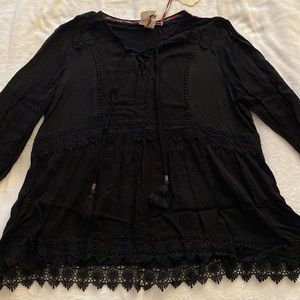 Black bohemian style blouse